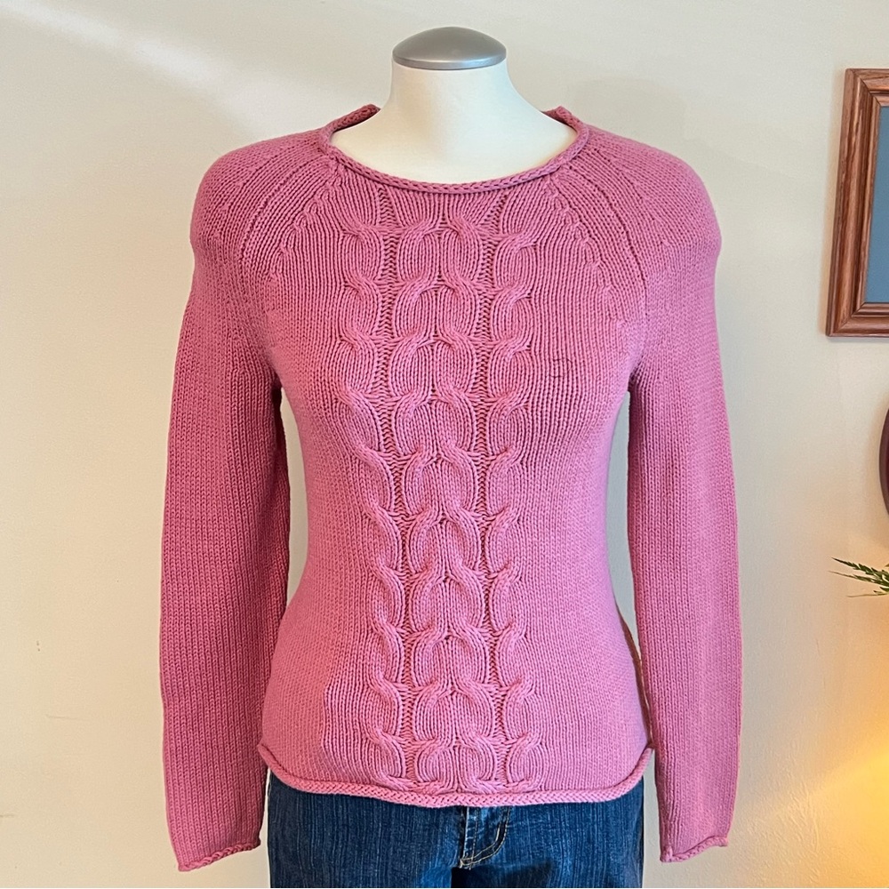 J. Crew Pink Cable Knit sweater with a touch of whimsy Women's Sweater